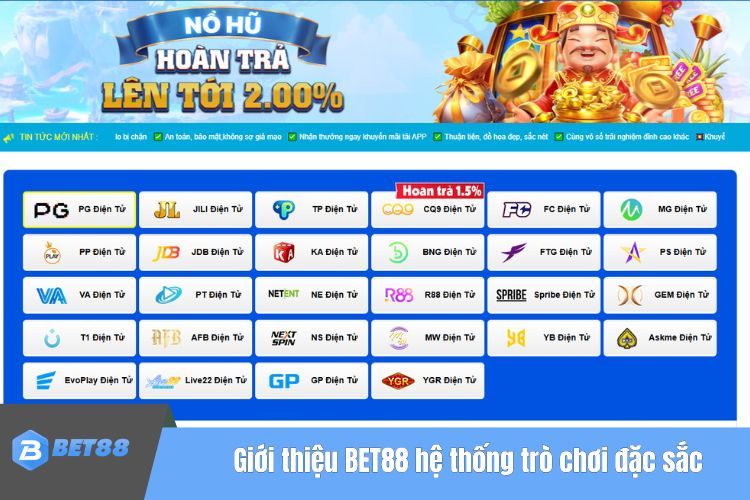 Giới thiệu BET88 hệ thống trò chơi đặc sắc